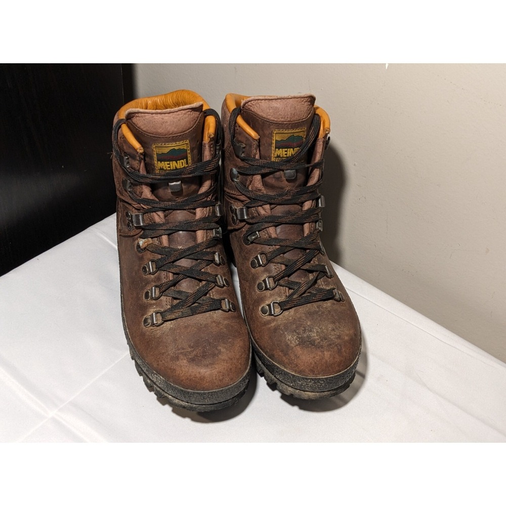 Meindl Hiking Boots Brown Leather Vibram Mens US 7.5 - Picture 2 of 9